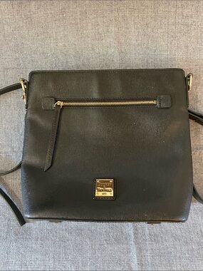 Dooney & Bourke Black Safiano Leather Crossbody with Gold Hardware